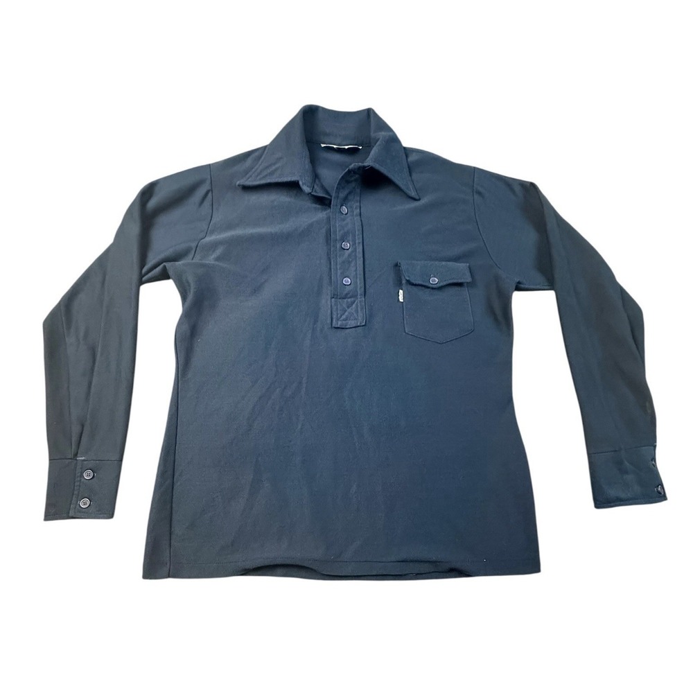 Vintage LEVIS Panatela Sportwear Shirt Mens Large Navy Blue Long‎ Sleeve